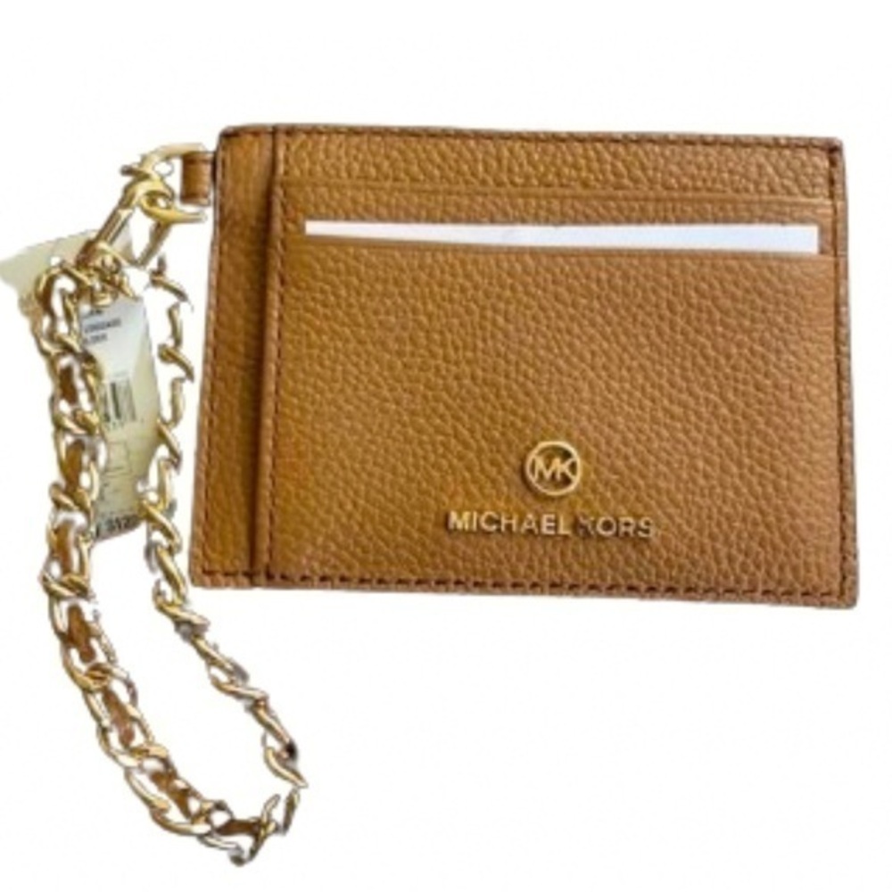 Michael Kors Jet Set Charm ID leather chain card holder NWT